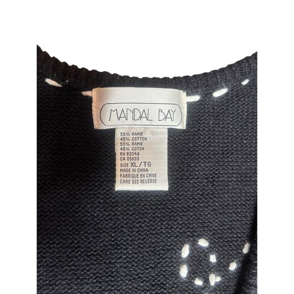 Vintage 90s Mandal Bay Bees & Daisy Flowers Knit Sweater Vest - Picture 5 of 7